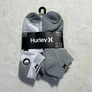 HURLEY Socks Men's 6 Pack Low-cut White Gray Black Size 10-13